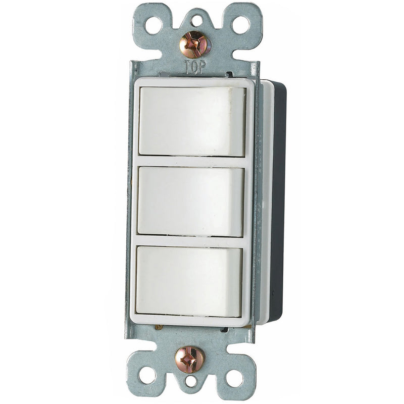 Interruptor Decorativo Triple de 1 Via. 2 Polos/3Wire. 15A-125Volt. 60Hz. Incluye Tornillos.