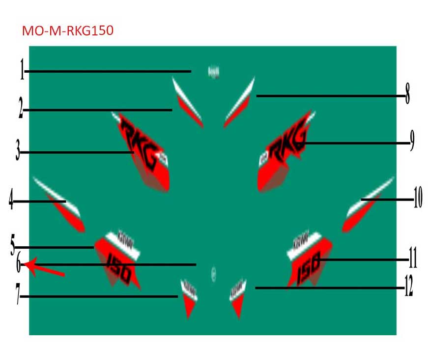 Calcomania del guardabarros delantero negra (RKG150)