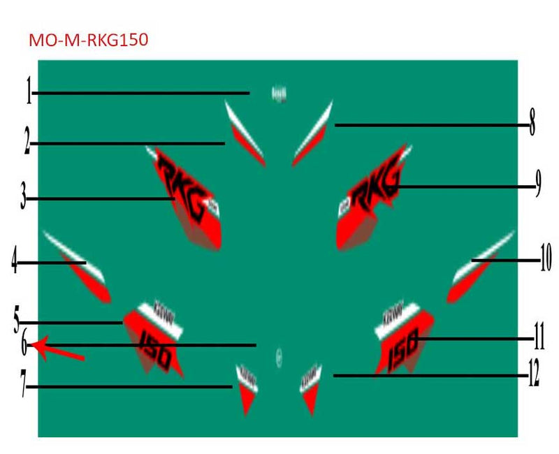 Calcomania del guardabarros delantero negra (RKG150)