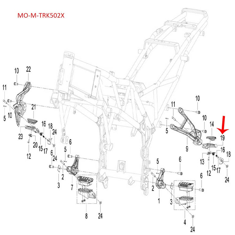 Posapie trasero izquierdo (TNT135 / LEONCINO250 / TNT25 / TRK251 / TRK502X)