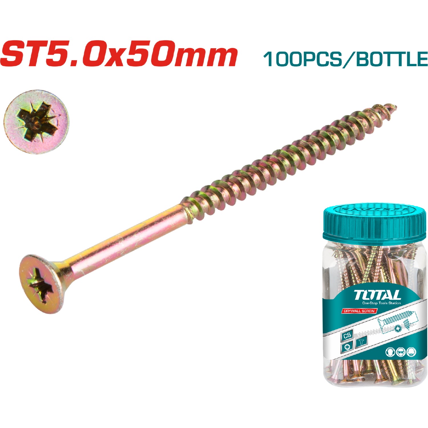 (100 unidades) Tornillo para aglomerado ST5.0x50mm estrella Pozidriv cónica.