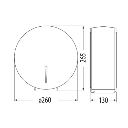 Dispensador papel rollo jumbo 260x130 mm. Inox 304. satin.