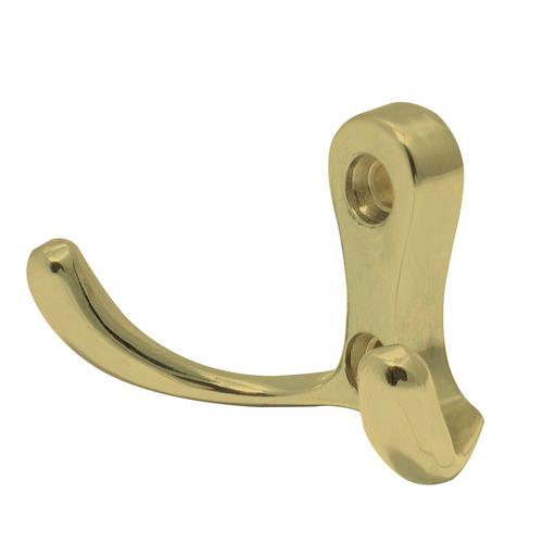 Gancho perchero doble, acabado latón brillante Lock