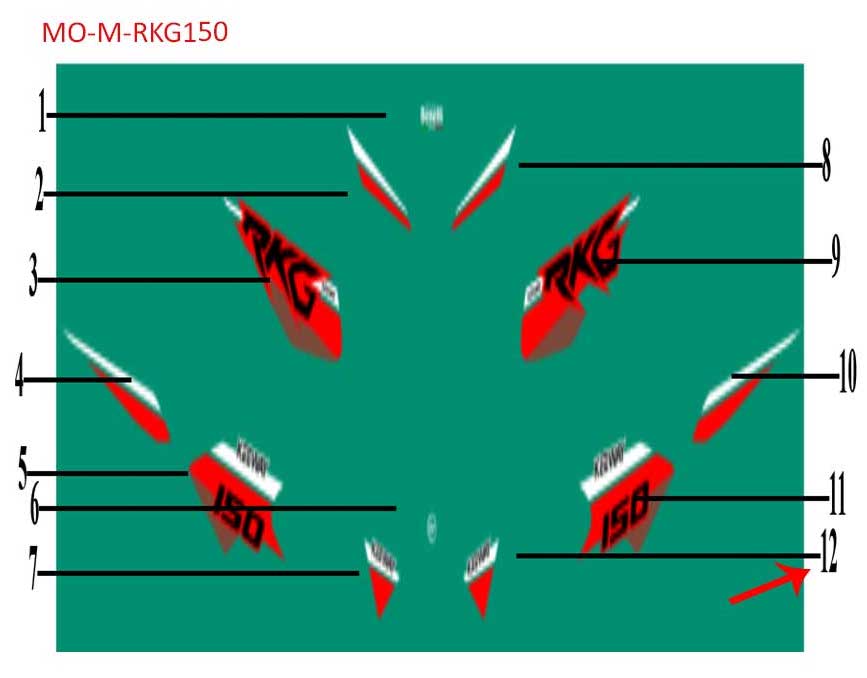 Calcomania izquierda guardabarros delantero negra (RKG150)