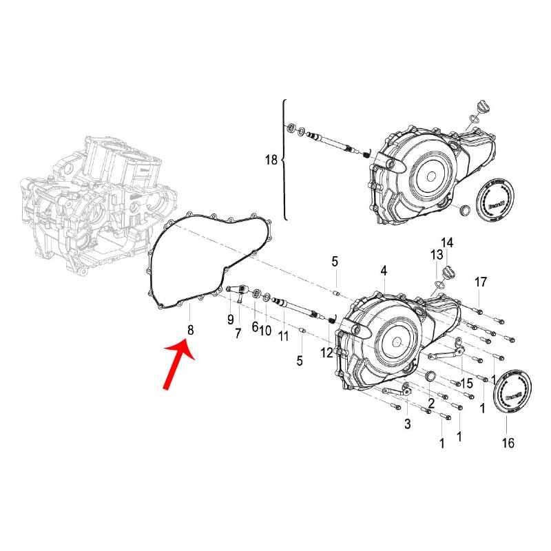 Empacadura covertor derecho (302S / LEONCINO500 / TRK502X)