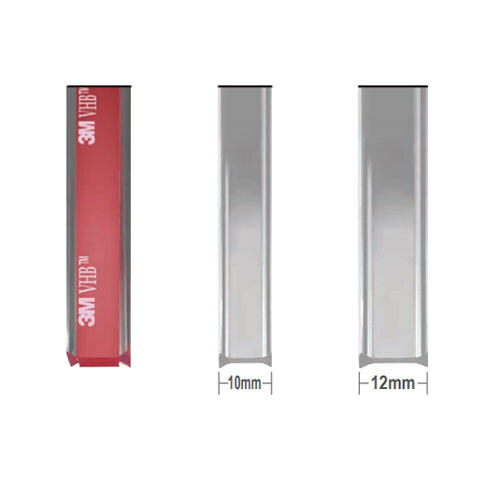 Junta ultra-transparente de vidrio-vidrio de 12 mm. 3 mts
