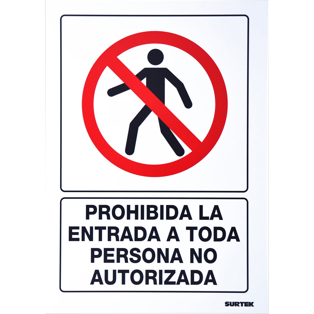 Letrero "Prohibida la entrada" Surtek