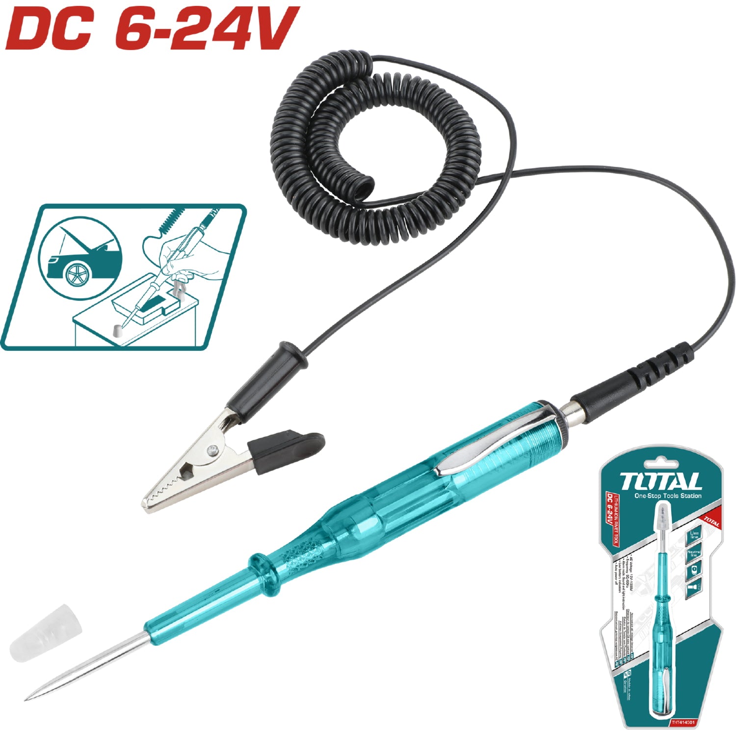 Probador de Voltaje Automotriz de 6-24 V. Diámetro 3 mm.