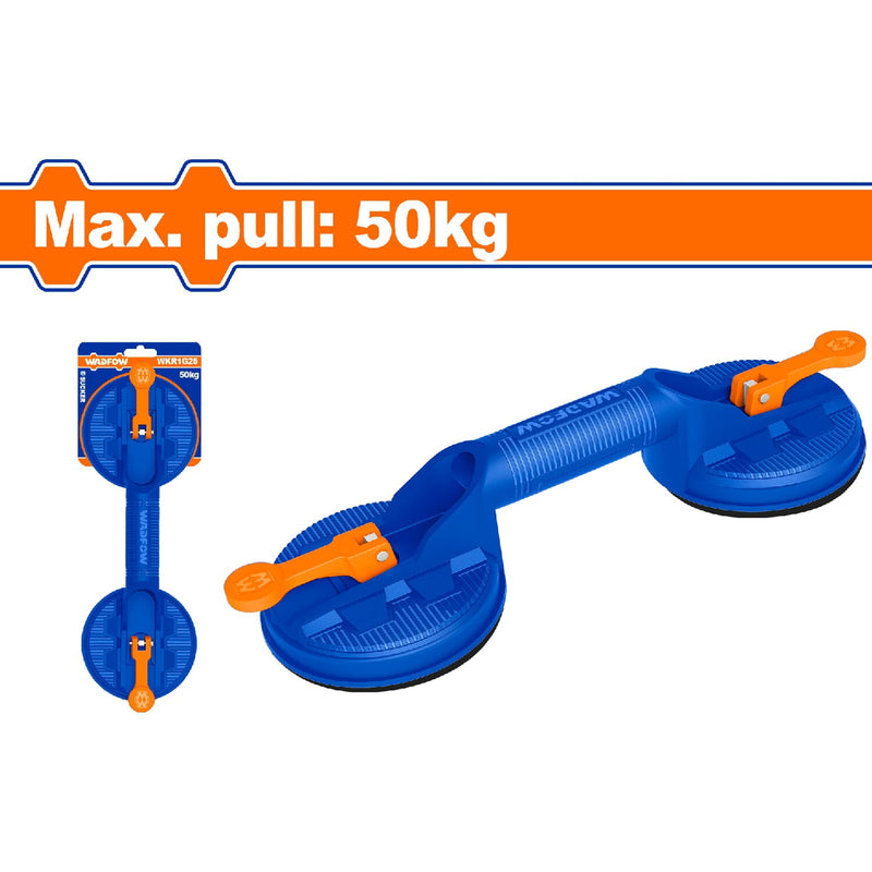 Ventosa doble Succión soporta 50Kg. Diámetro de succión 115mm. Mango de ABS. chupones chupas succionador