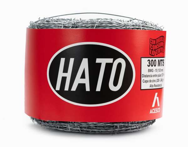 Alambre de puas hato especial (Rojo) #15 de 300 m. Triple galvanizado. Rollo 35 lb. Aprox. 15.87 kg