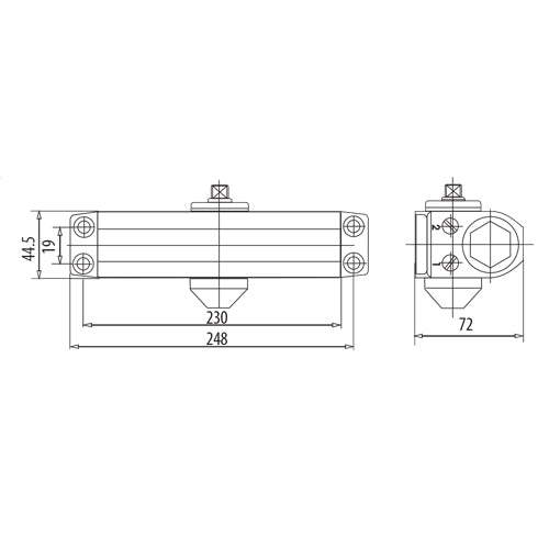 Cierrapuertas para 65a110 cm (15-85kg).Fuerza EN1~4 variable con Funcion back check(10años)