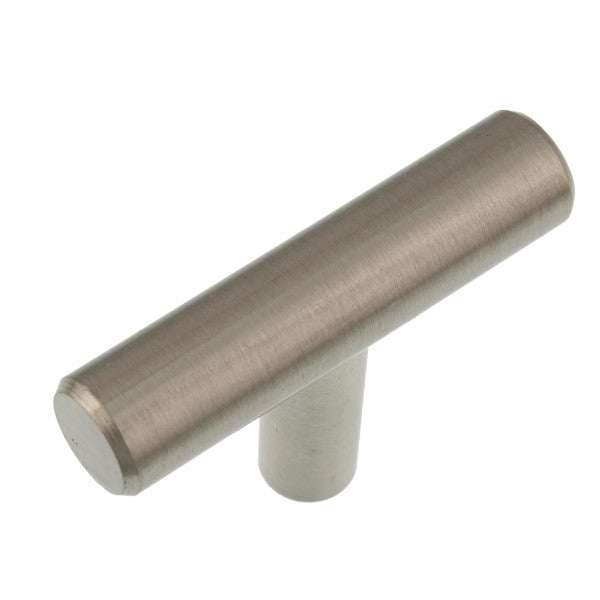 Manigueta tirador tipo T de 2" de niquel satinado para gabinetes