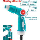 Pistola Boquilla para manguera de Agua 3/4" de plástico Ajustable a 3 vias.
