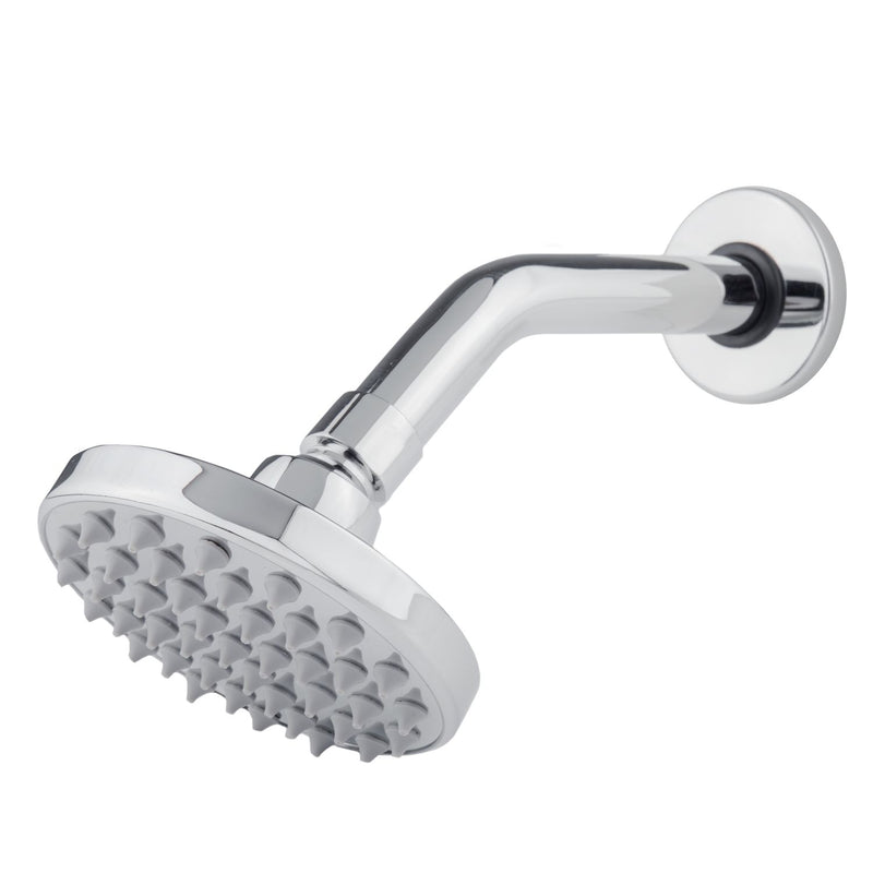 Ducha Regadera de plato 4" con brazo y chapetón. Cuerpo en latón