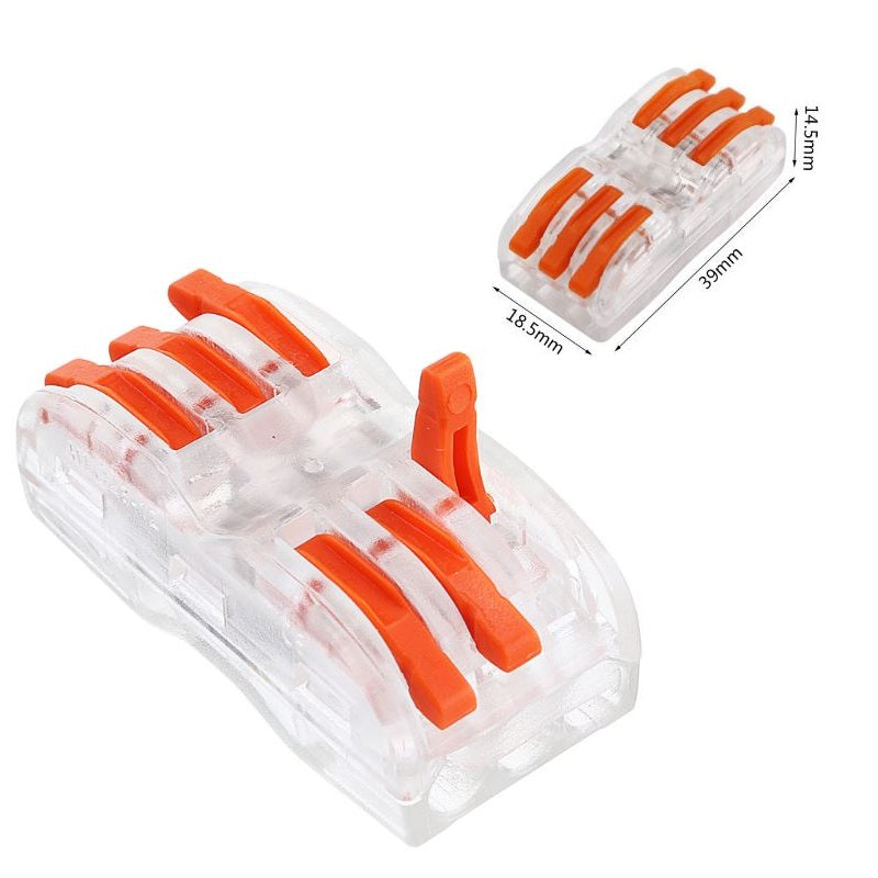 Conectores eléctricos de empalme rápido. Triple via. (10 Pzas)