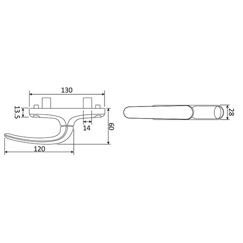 Manilla Secureasy de doble gancho  para sistema de puerta corredera. Incluye recibidor y gancho. Aca