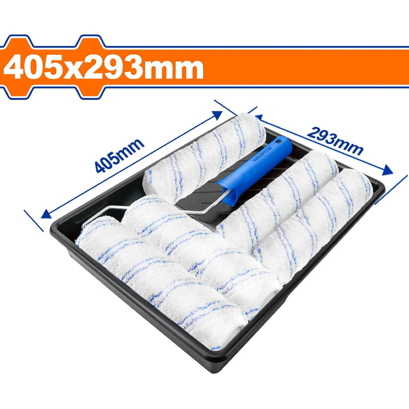 Rodillo para pintar 9" y bandeja para pintar 405x293mm. Paredes internas. Set 7 en 1.