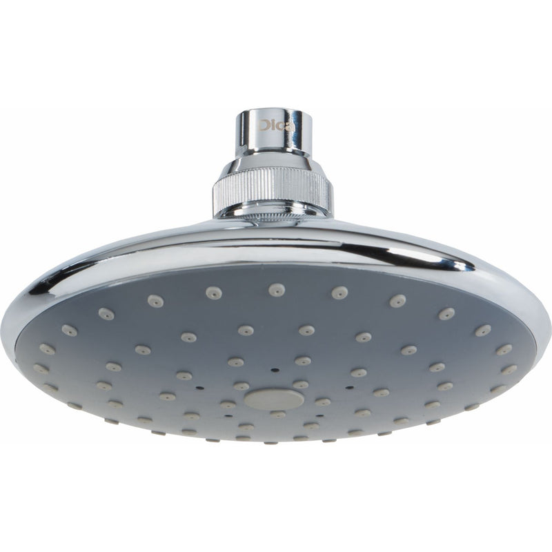 Regadera Ducha de plato redonda de 6” sin brazo y chapetón. Cuerpo ABS .