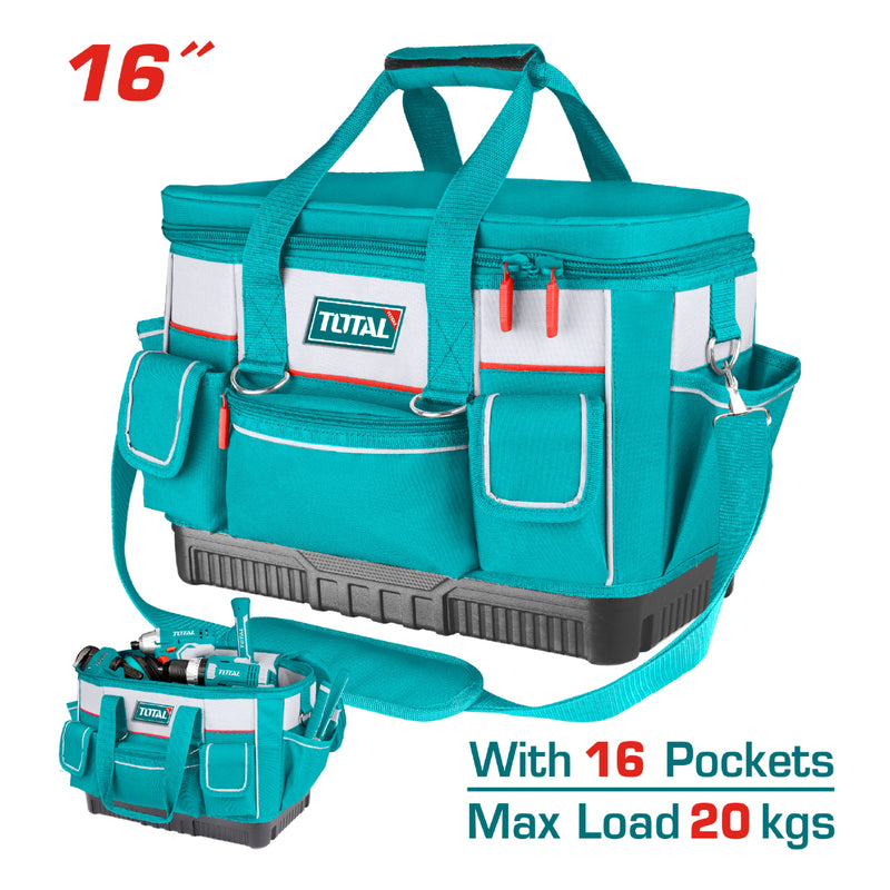 Bolso Caja porta herramientas de poliéster 600D, Tamaño 16”, 25pcs bolsillos para herramientas