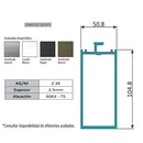 Vertical y Travesaño Muro Cortina Perfil Visto. Espesor 2.5 mm. Largo 5.85 mts. Acabado Anodizado Si