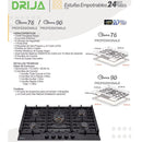 Estufa empotrable a gas Genova 90 Professionale. Color negro.