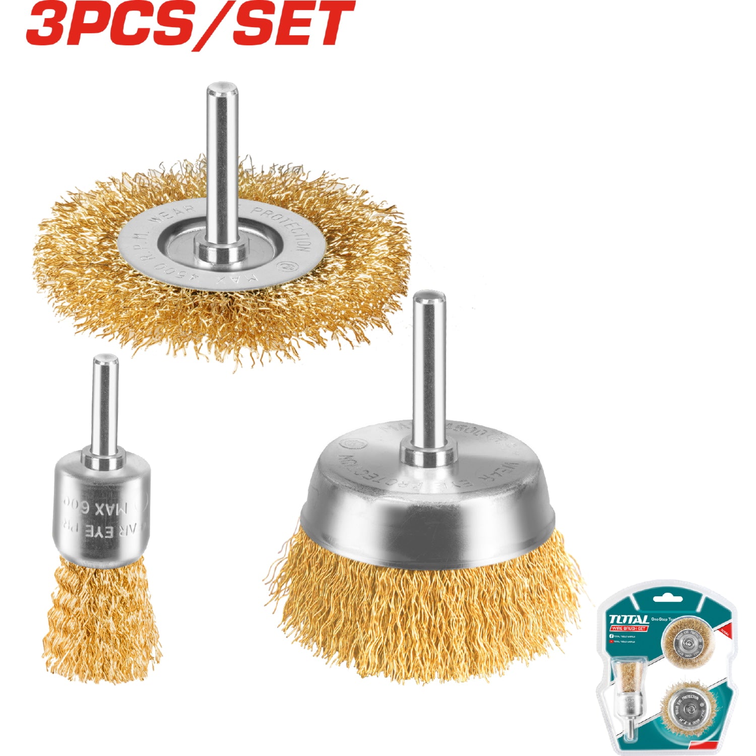 Juego cepillos de alambre 3 pcs