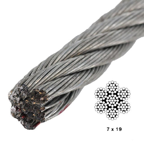Metro de cable 7x19. Diametro 10 mm. (3/8"). acero inoxidable AISI 316 Marino.