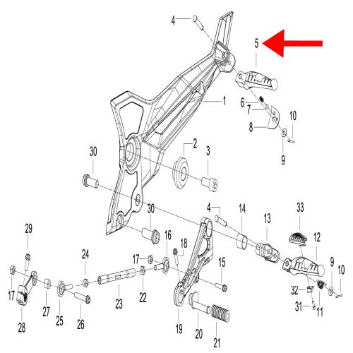 Posapie trasero izquierdo (302S / TNT600 / 752S / TNT135)