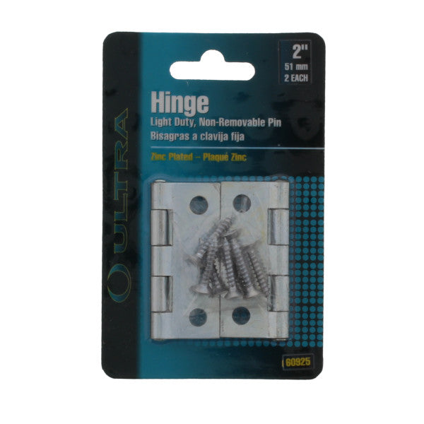 (Par) Bisagras de 2" x 1-1/4" de acabado galvanizado