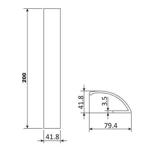 Tirador de concha. Aluminio Extruido. Acabado color Negro.