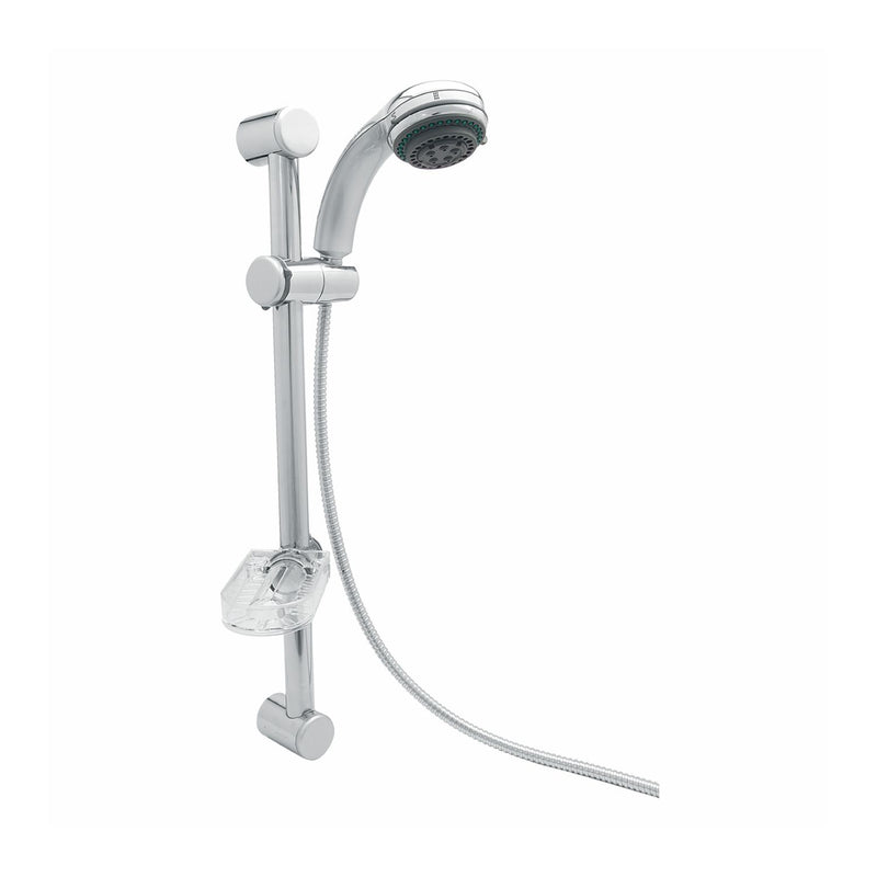 Regadera de teléfono con barra a muro. Cuerpo ABS. Acabado cromo.