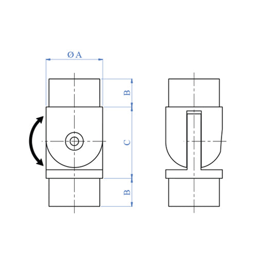 Codo regulable para tubos de 2". Sin soldadura. Acabado Satinado.