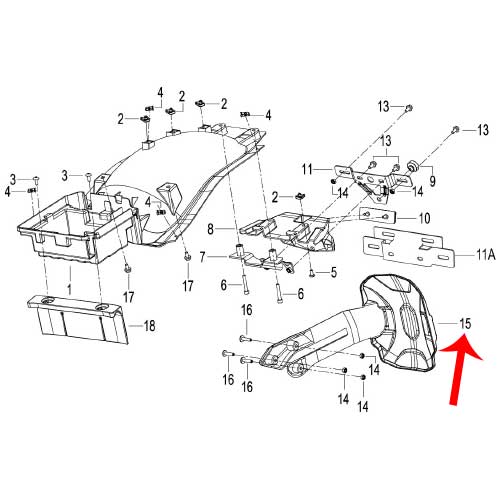 Parte inferior del guardabarros trasero negro (TRK502X)