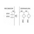 Cerradura de manigueta con recibidor. Brillante