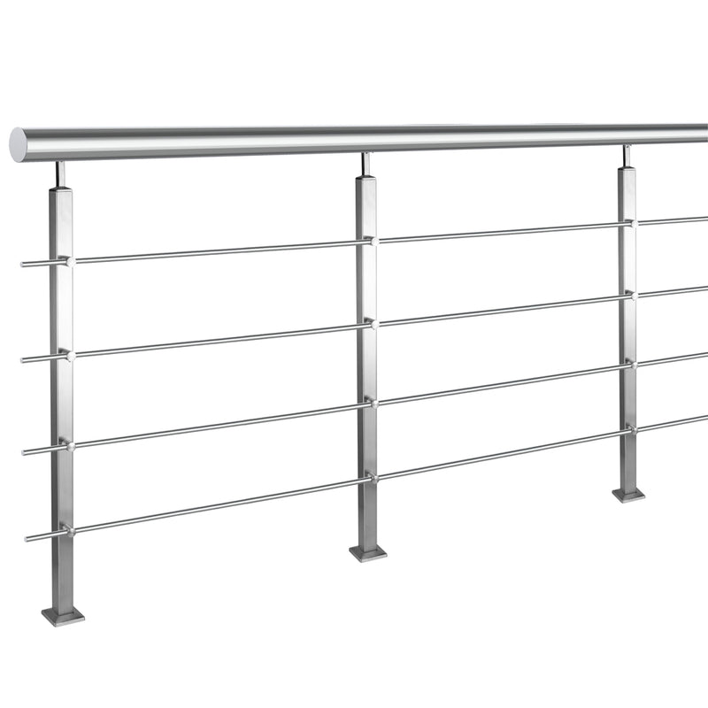 Poste Cuadrado de 1 1/2" 105cm de altura,4 soportes de barra de 12.7mm acabado satinado tipo 304.