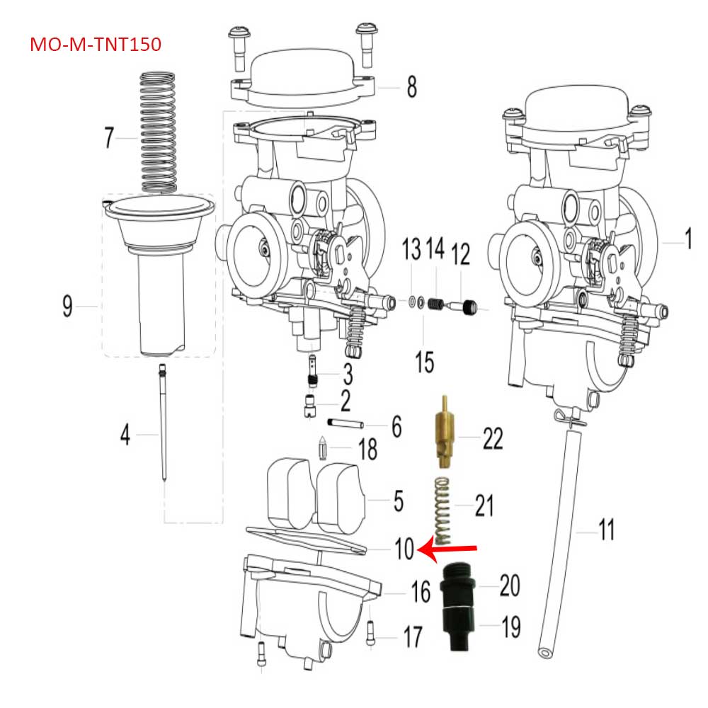 Empacadura del carburador (TNT150)