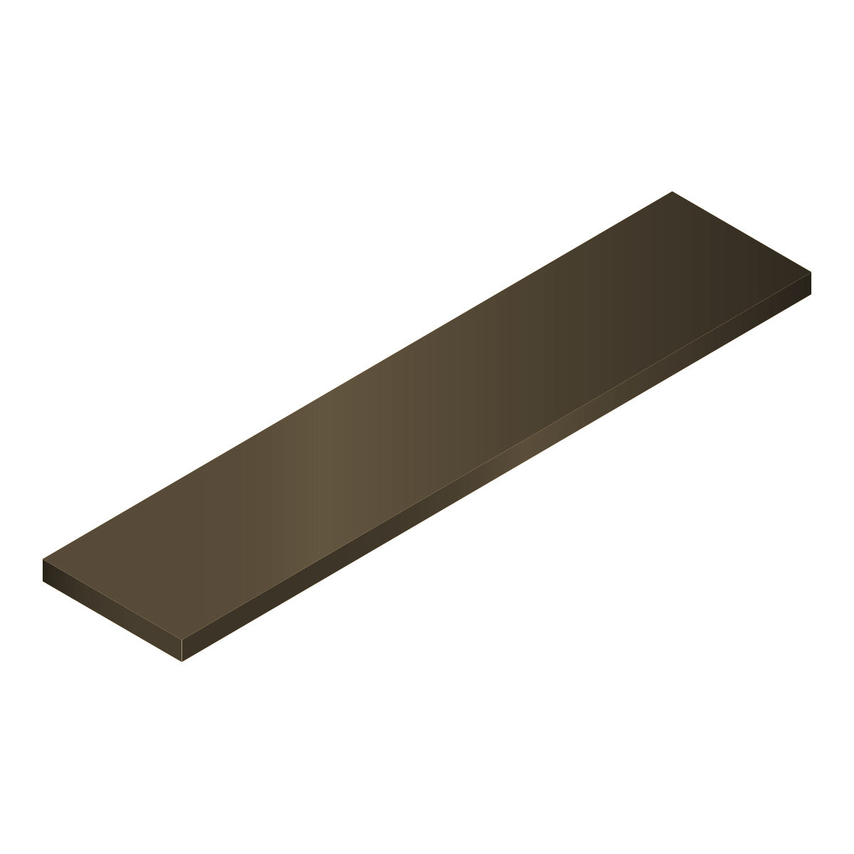 Platina decorativa 1 1/2". Espesor 3.17 mm Largo 5.85 mts. Material 6063-T5. Acabado Anonizado Bronc