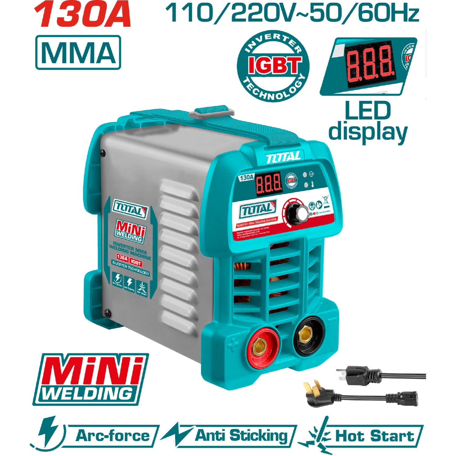 Máquina de Soldar Inverter Calidad Light Duty 30% ciclo de trabajo. 130A. 110-120/220-240V  Soldadura