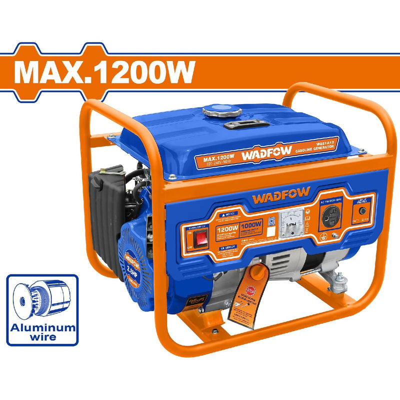 Generador a Gasolina 1200W 110-120V Frec. salida: 60Hz. Veloc. Nominal: 3600rpm. Motor: 4 tiempos. Planta