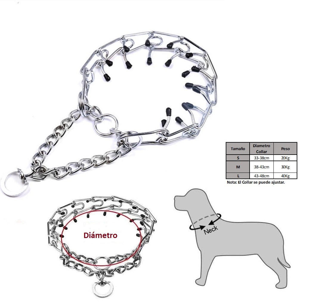 Collar de acero inoxidable para entrenamiento de Perros.