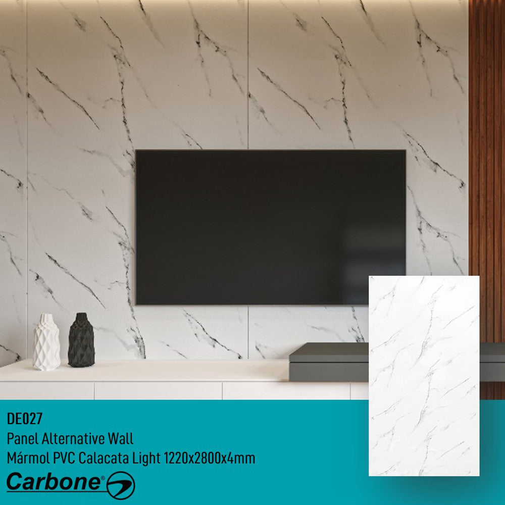Panel Decorativo Mármol PVC 1.22 m x 2.80 m x 4 mm. Acabado: Light calacata