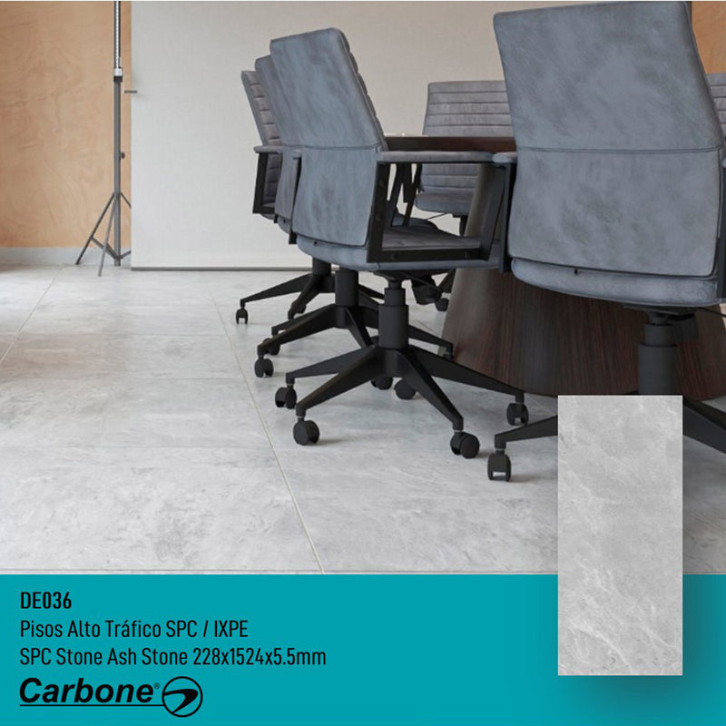 Piso SPC Ash Stone 1524 x 228 x 5.5 mm con IXPE 6 pc. pack 2.1 m2