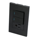 Interruptor/Enchufe con 2 apagadores 1 contacto negro 1/3 Surtek.