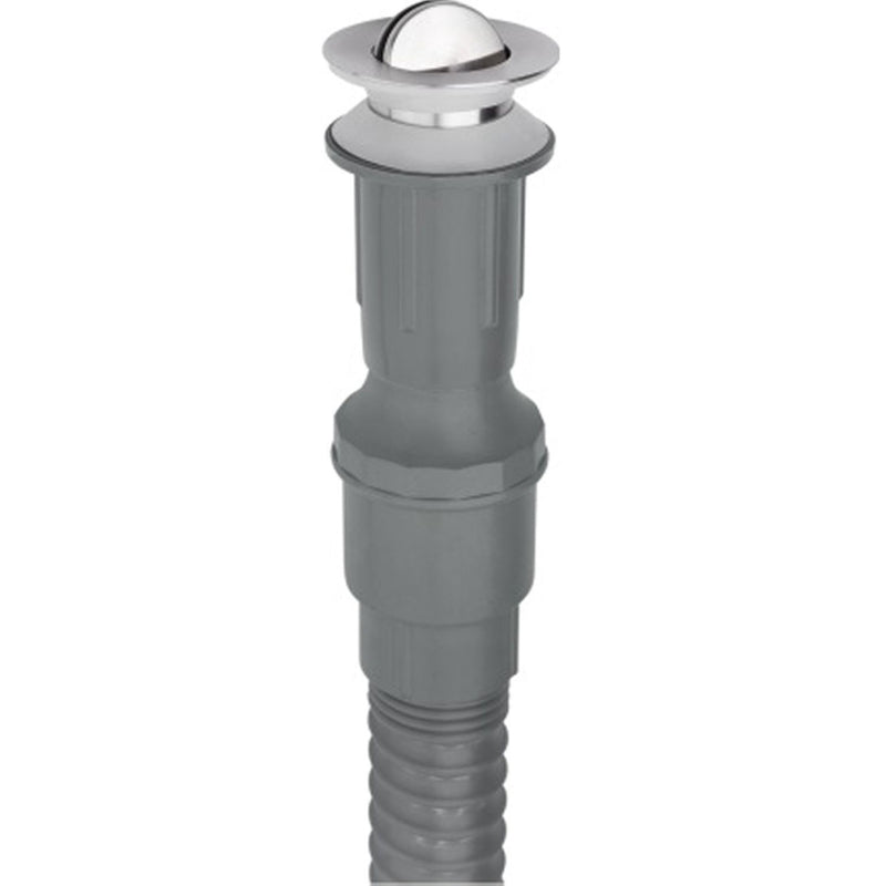 Trampa plástica flexible para lavamanos con desague con tapa tipo moneda y con rebosadero, incluye