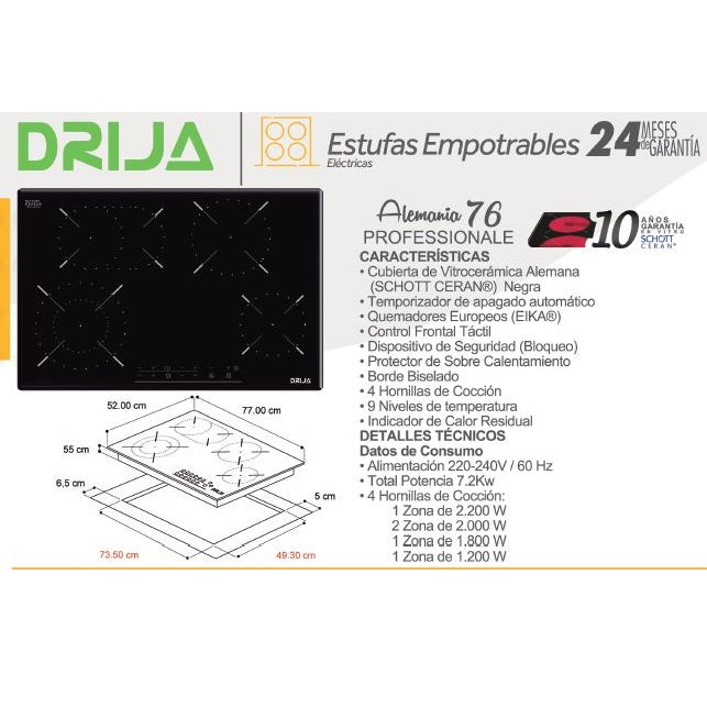 Estufa empotrable eléctrica Alemania 76 Professionale