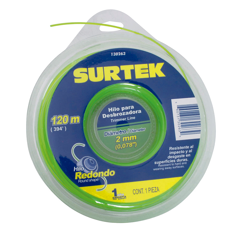 Nylon redondo para desbrozadora en doble blíster 2mm x 120 mt Surtek