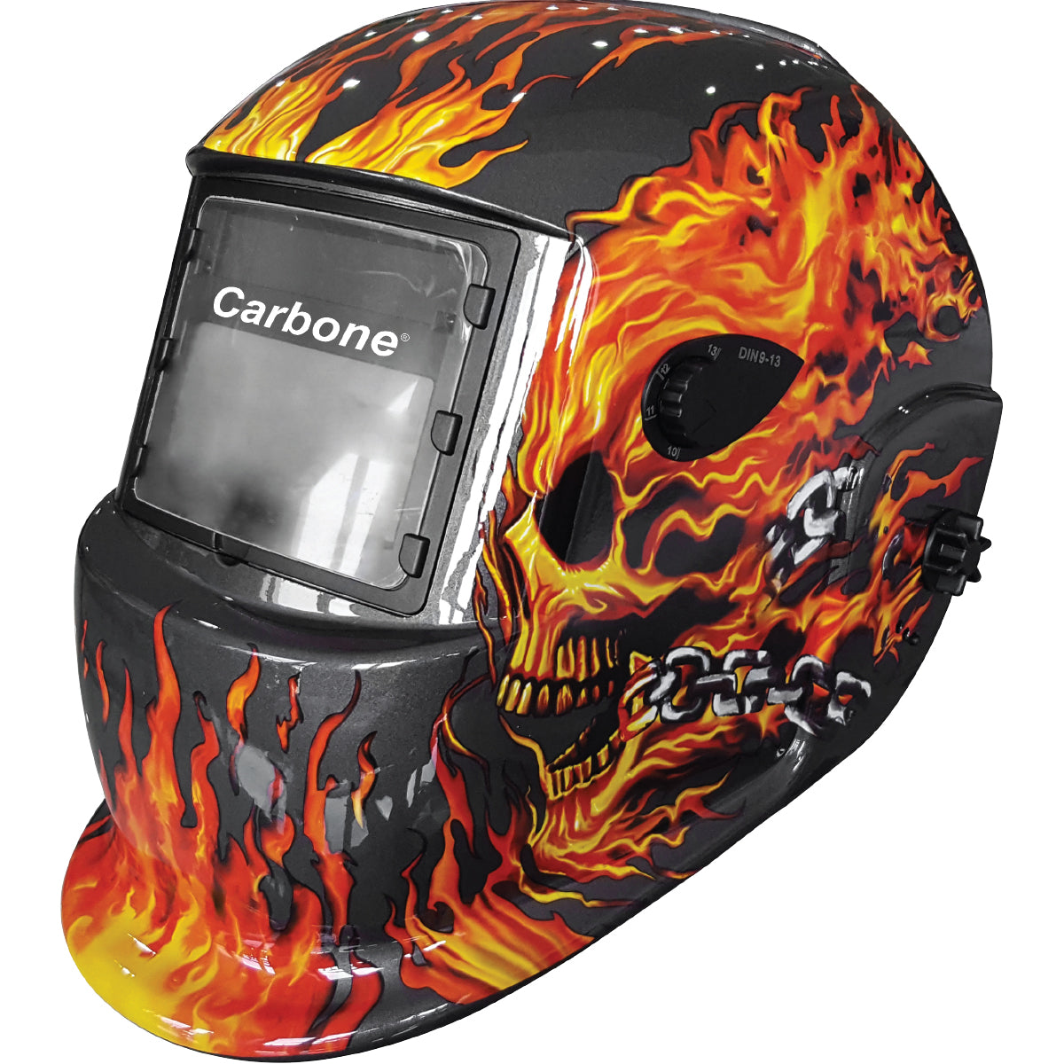Turbo(616G) Amateur-series ( Red fire skull) Mascara de soldar electronica.(18meses)