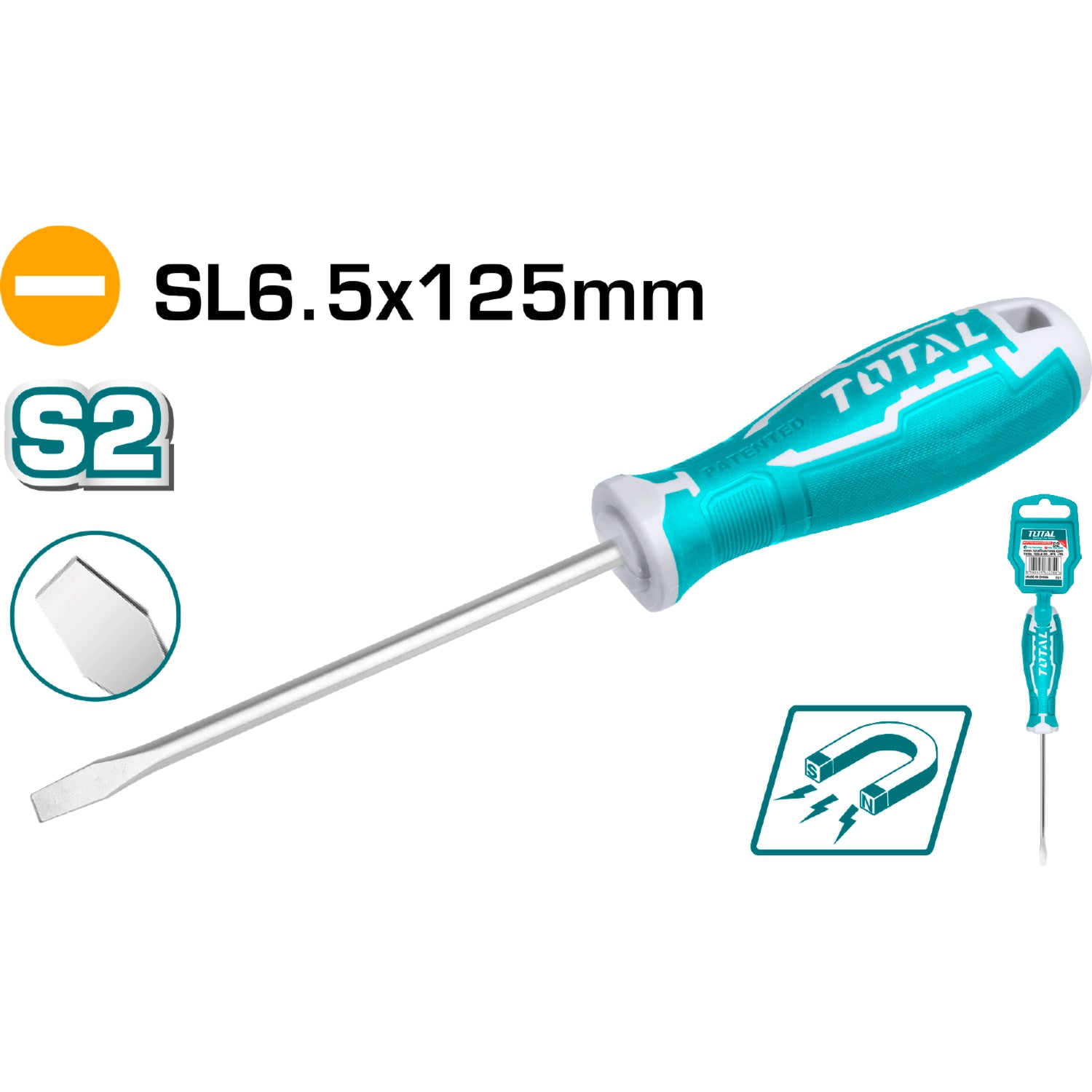 Destornillador de paleta SL 6.5 mm. Largo 125 mm. Imantado.