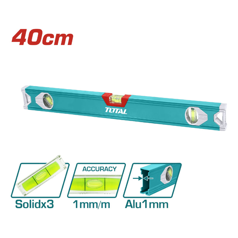 Nivel de Burbuja de 40 cm. Espesor del Aluminio 1 mm. Alta Calidad. Alta Precision.