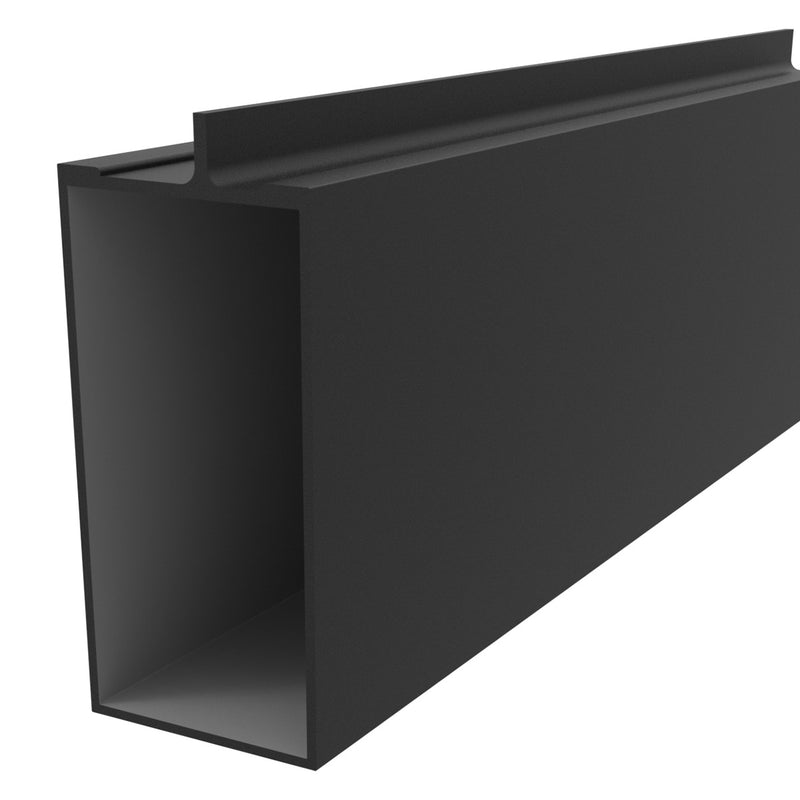 Travesaño Muro Cortina Perfil Oculto. Espesor 2.0 mm. Largo 5.85 mts. Acabado Anodizado Negro 15 Mic